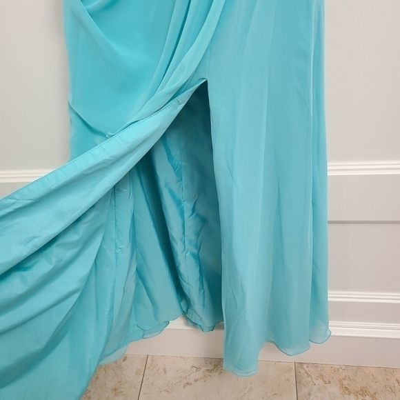 NEW AZAZIE Millie Spa Teal Chiffon Bridesmaid Dress Size A8 NWT - Picture 6 of 11